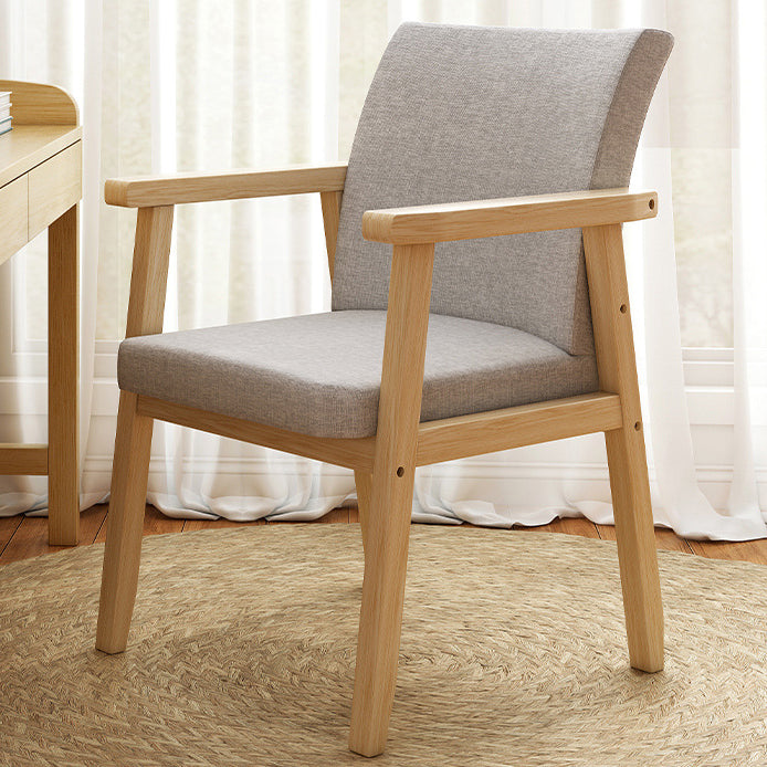 Nordic Rubber Wood Fabric Desk Chair — Light Gray