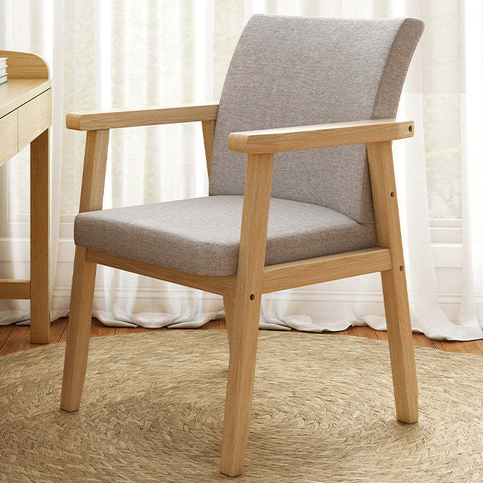 Nordic Rubber Wood Fabric Desk Chair — Light Gray