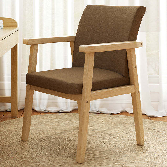 Nordic Rubber Wood Fabric Desk Chair — Green
