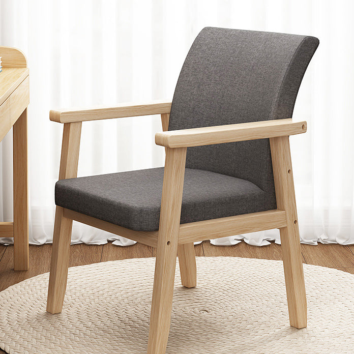 Nordic Rubber Wood Fabric Desk Chair — Walnut