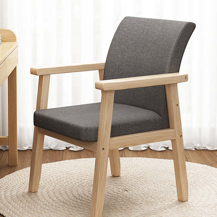 Nordic Rubber Wood Fabric Desk Chair — Walnut