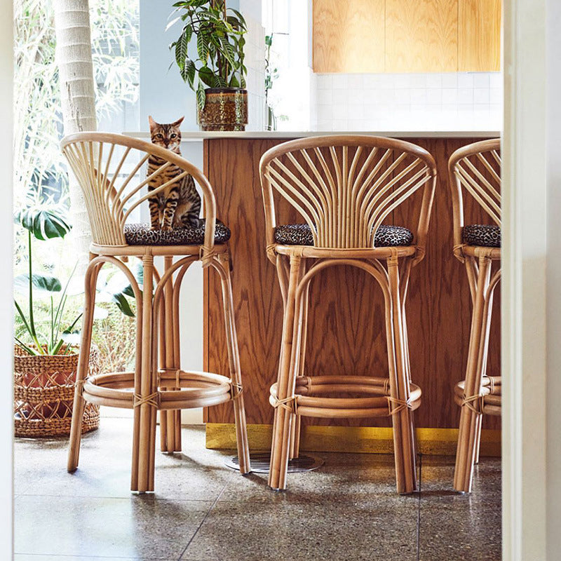 Nordic Rattan Curved-Back Bar Stool