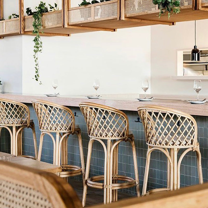 Lighom nordic curved-back natural bar & counter stools