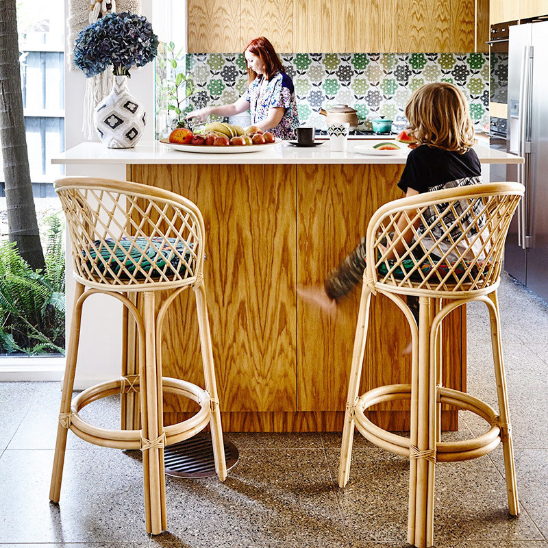 Nordic Rattan Curved-Back Bar Stool