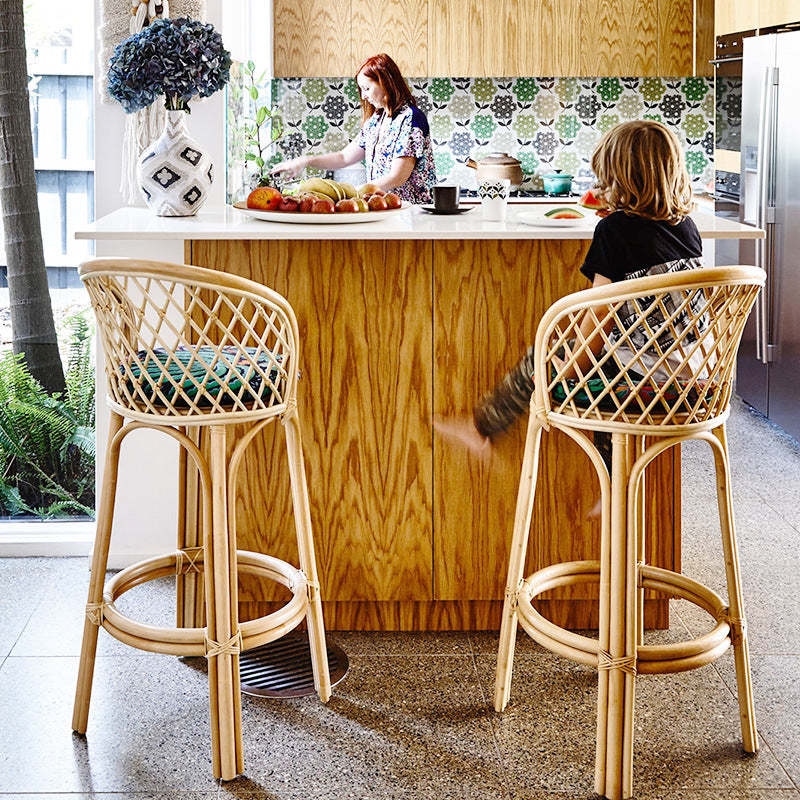 Nordic Rattan Curved-Back Bar Stool