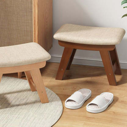Minimalist Cotton Linen Wood Shoe Bench