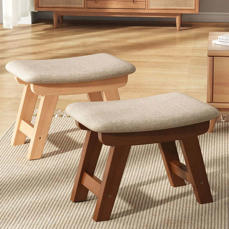 Minimalist Cotton Linen Wood Shoe Bench — Walnut Color
