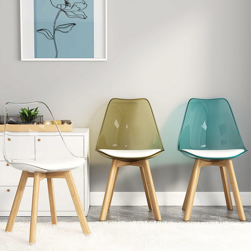Nordic Transparent Plastic Leather High-Back Dining Chair