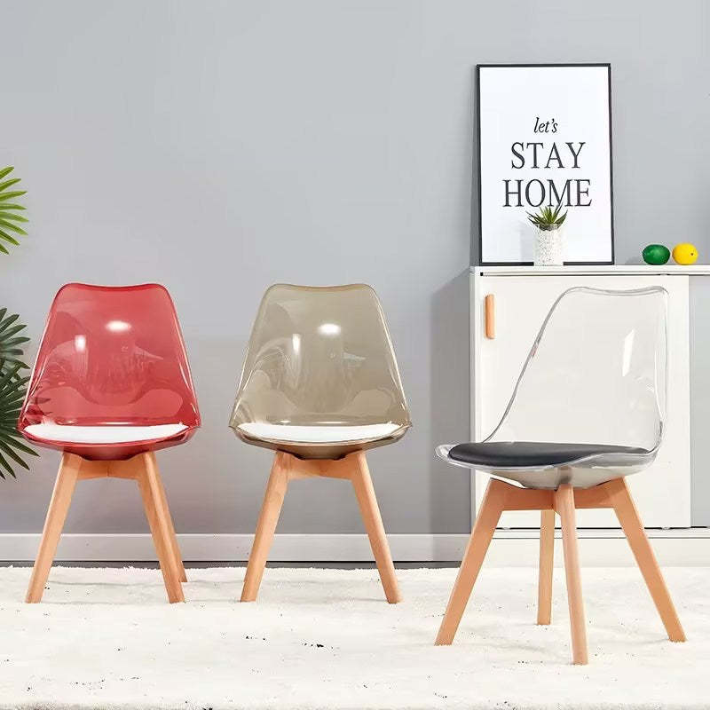 Nordic Transparent Plastic Leather High-Back Dining Chair — Green