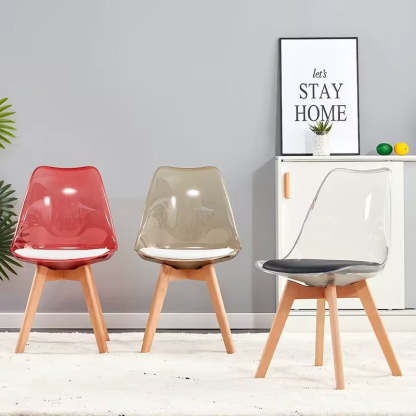 Nordic Transparent Plastic Leather High-Back Dining Chair — Green