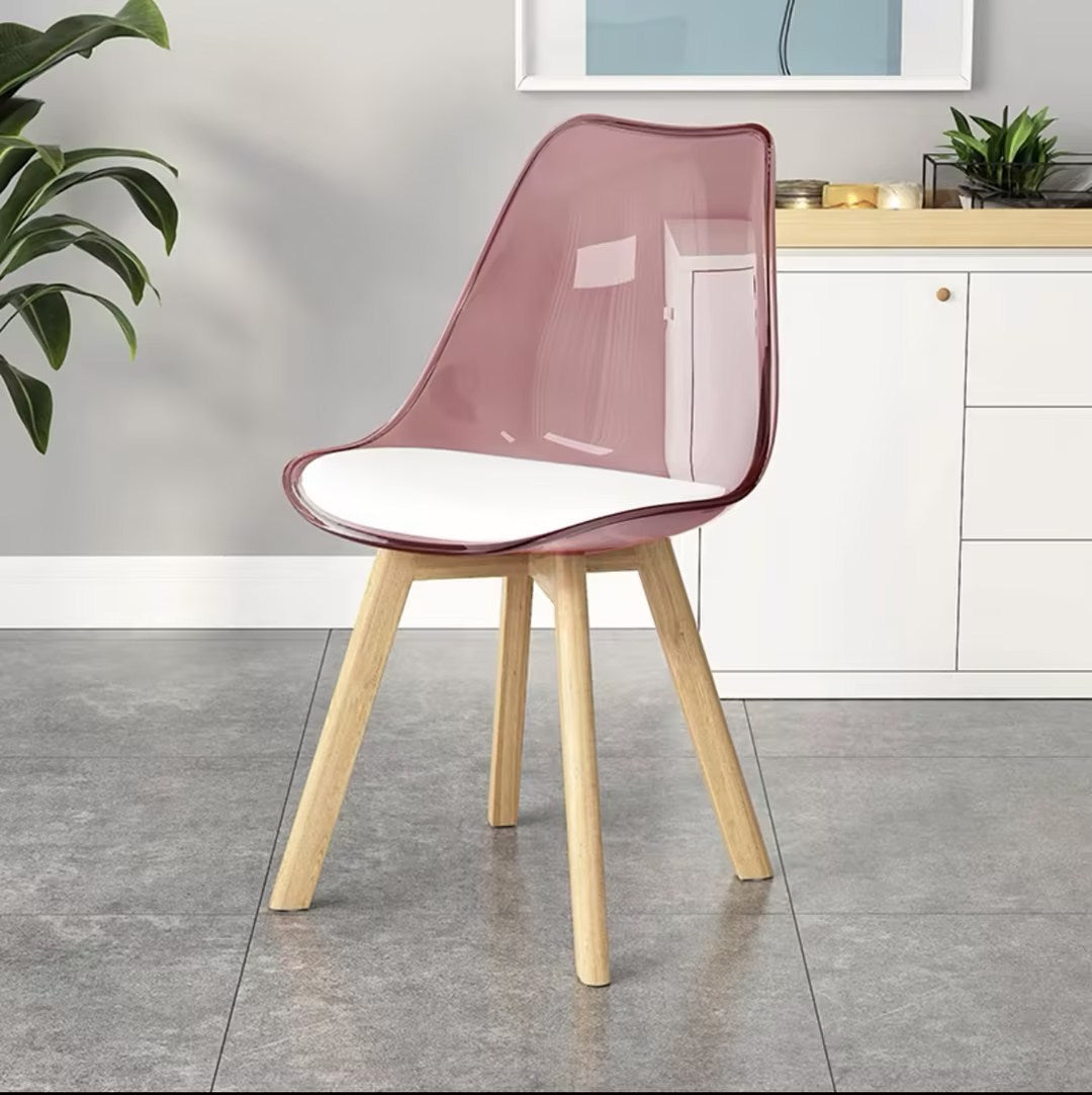 Nordic Transparent Plastic Leather High-Back Dining Chair