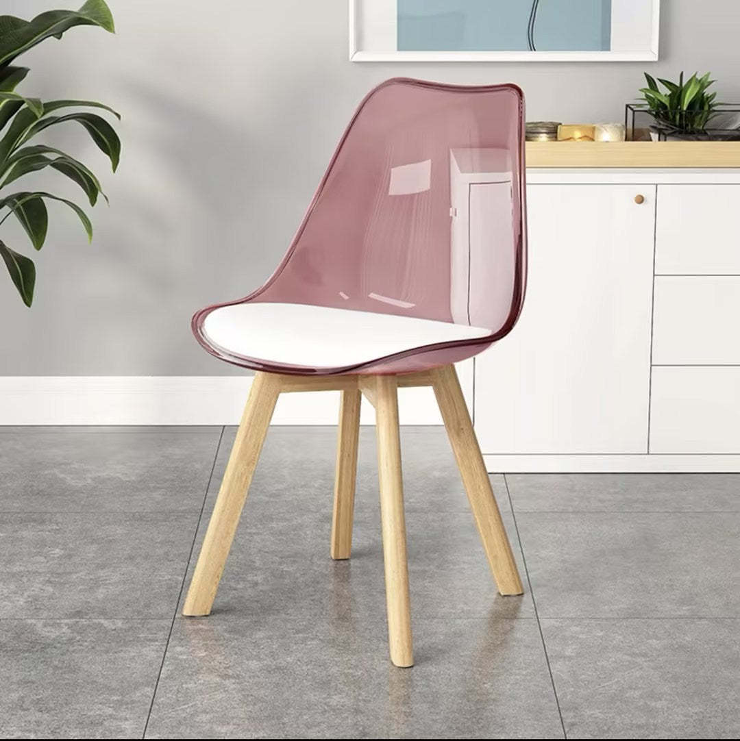 Nordic Transparent Plastic Leather High-Back Dining Chair — Transparent
