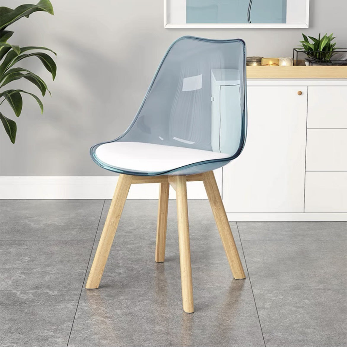 Nordic Transparent Plastic Leather High-Back Dining Chair