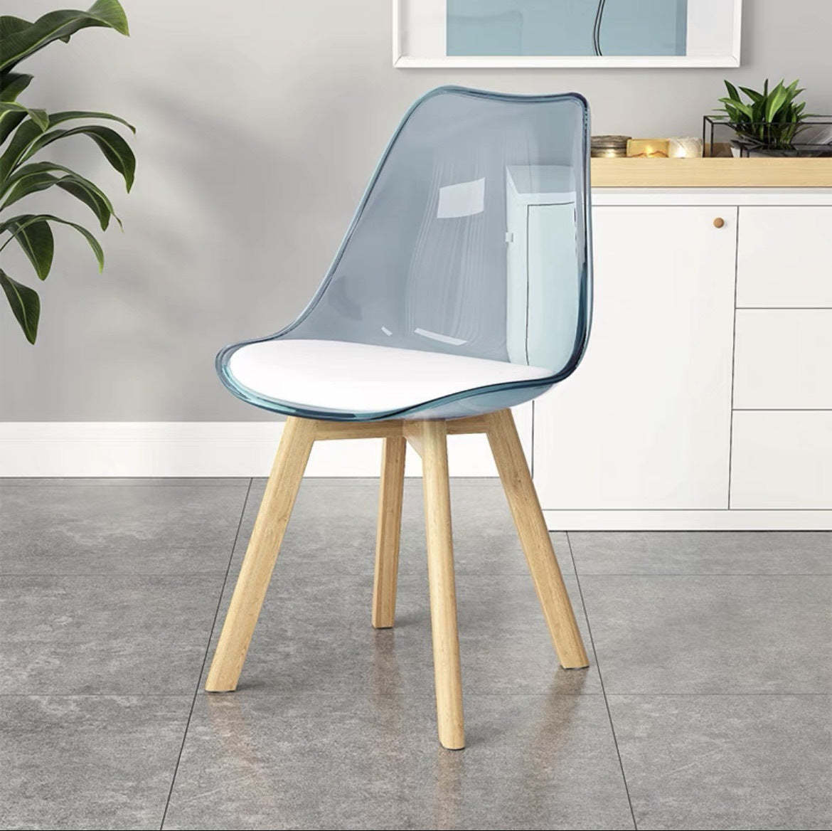Nordic Transparent Plastic Leather High-Back Dining Chair