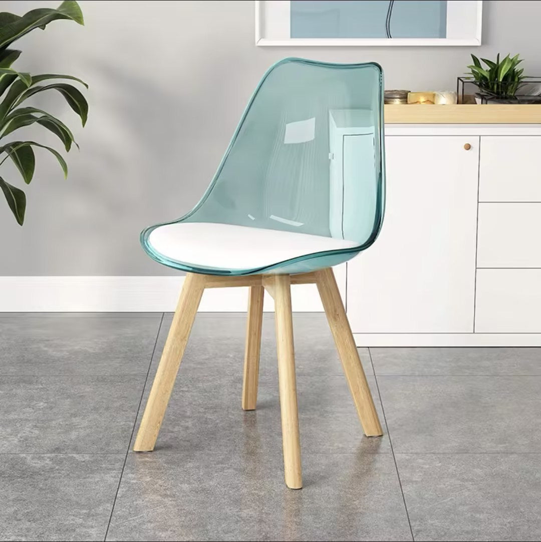 Nordic Transparent Plastic Leather High-Back Dining Chair