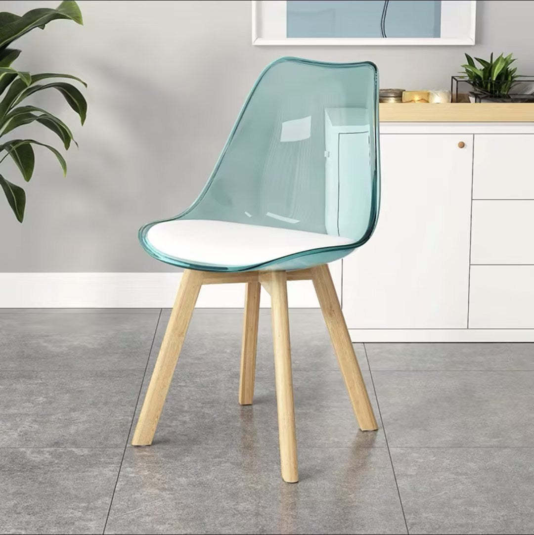 Nordic Transparent Plastic Leather High-Back Dining Chair
