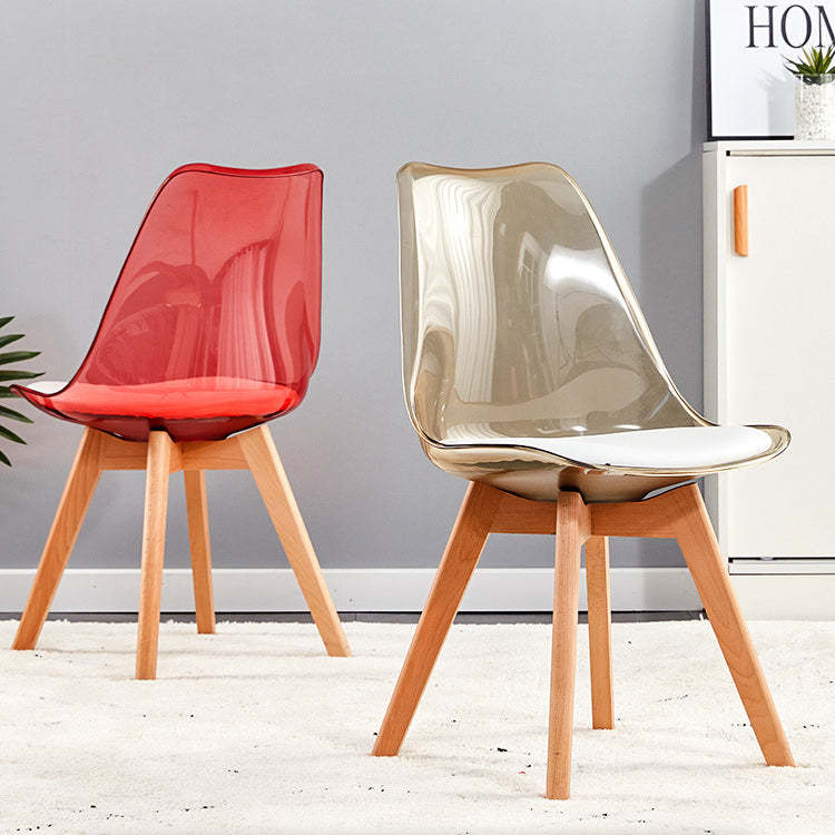 Nordic Transparent Plastic Leather High-Back Dining Chair
