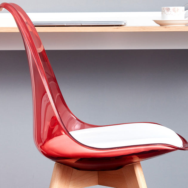 Nordic Transparent Plastic Leather High-Back Dining Chair — Amber