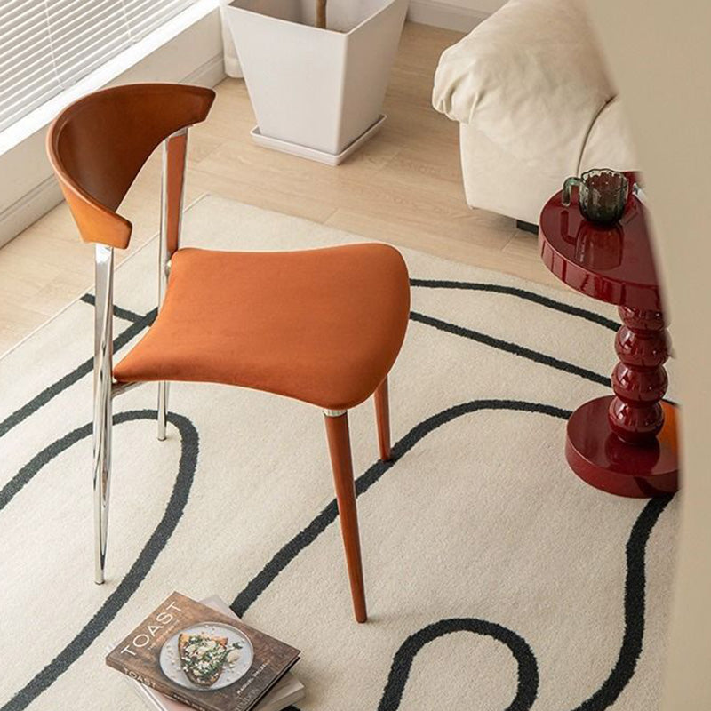 Scandinavian Curved Velvet Iron Wood Dining Chair