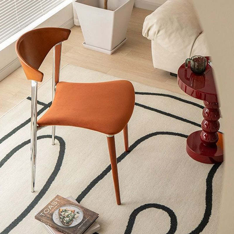 Scandinavian Curved Velvet Iron Wood Dining Chair
