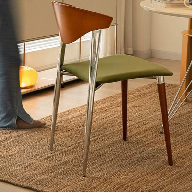 Scandinavian Curved Velvet Iron Wood Dining Chair