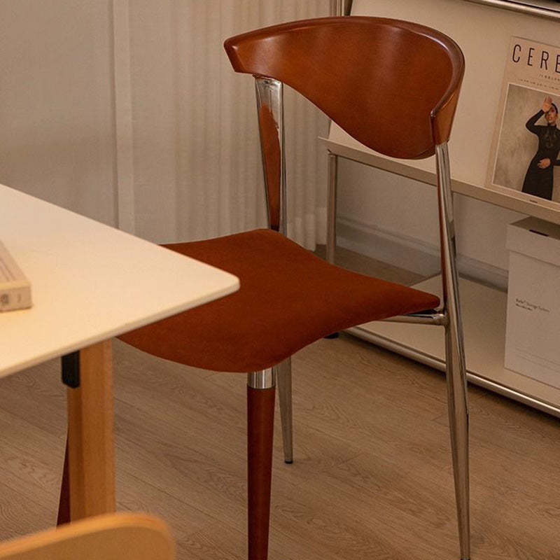 Scandinavian Curved Velvet Iron Wood Dining Chair