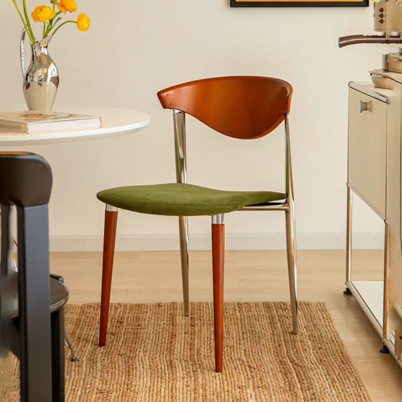 Scandinavian Curved Velvet Iron Wood Dining Chair
