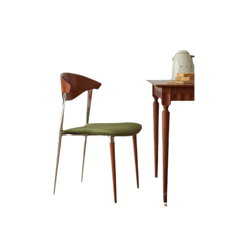 Scandinavian Curved Velvet Iron Wood Dining Chair