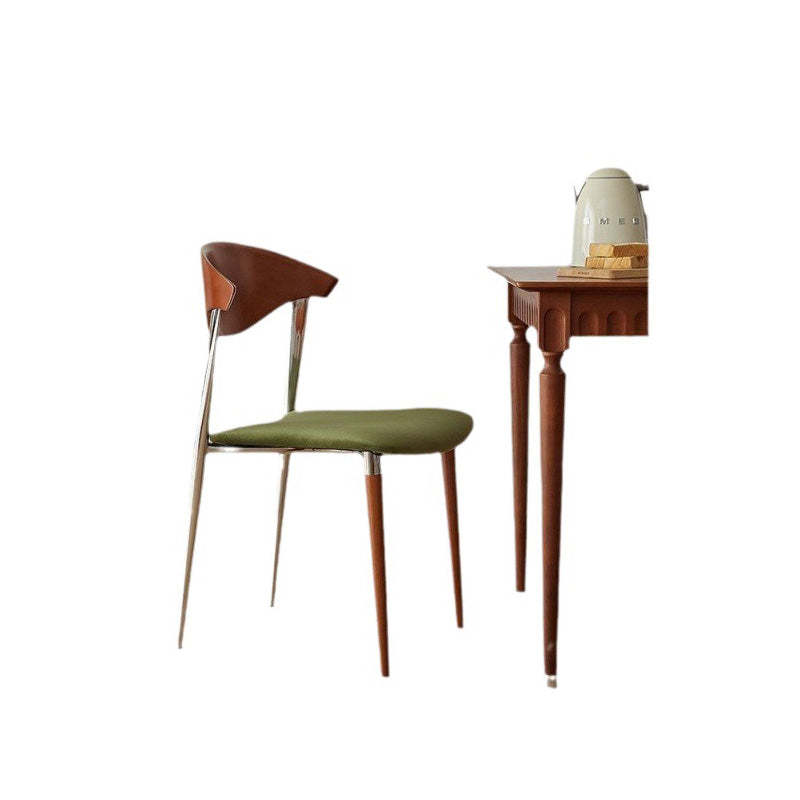 Scandinavian Curved Velvet Iron Wood Dining Chair