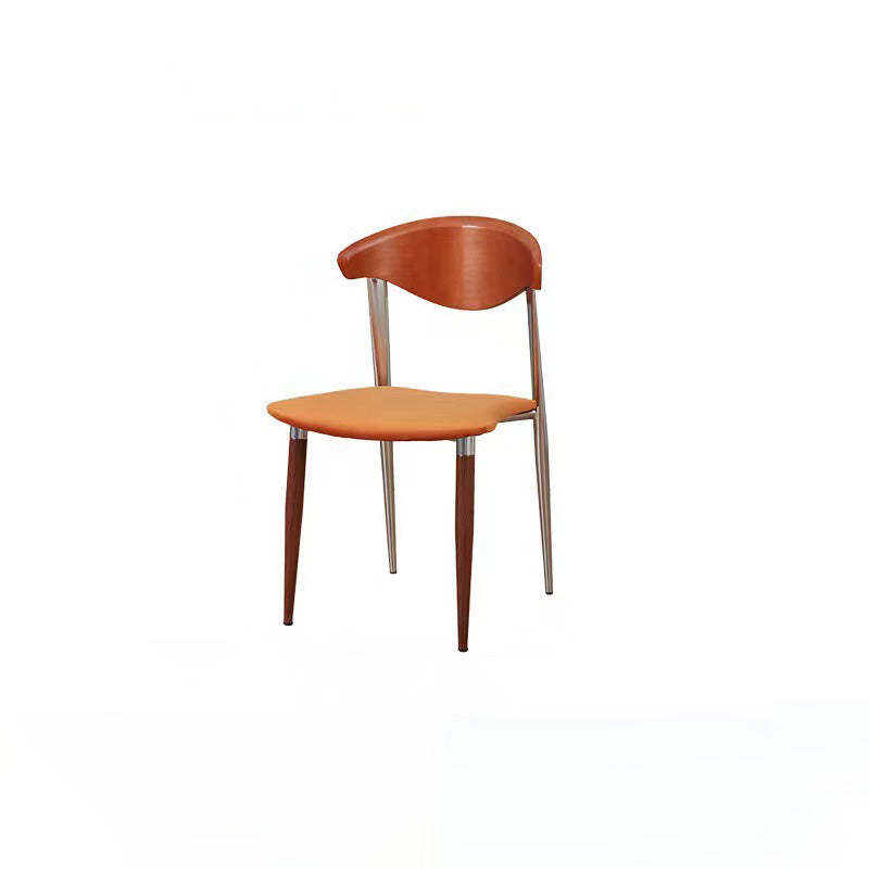 Scandinavian Curved Velvet Iron Wood Dining Chair