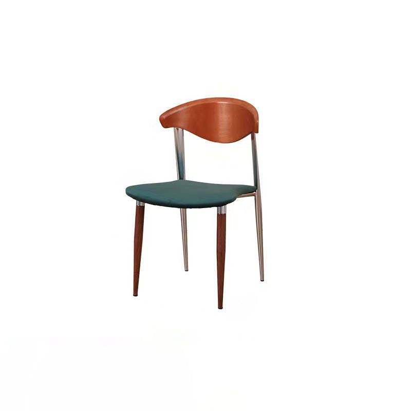 Scandinavian Curved Velvet Iron Wood Dining Chair