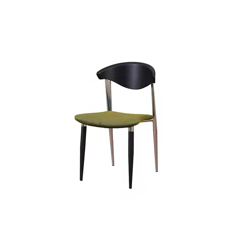 Scandinavian Curved Velvet Iron Wood Dining Chair