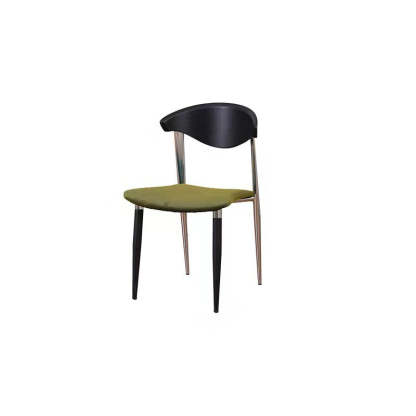 Scandinavian Curved Velvet Iron Wood Dining Chair