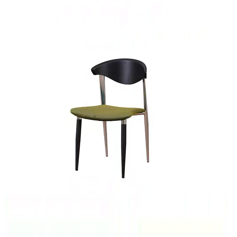 Scandinavian Curved Velvet Iron Wood Dining Chair