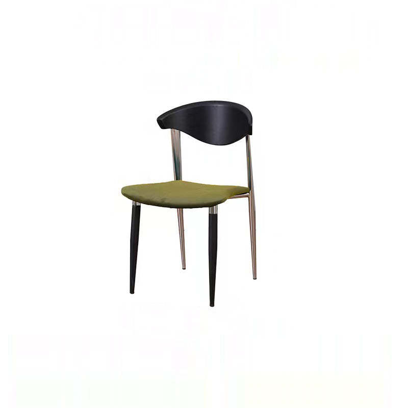 Scandinavian Curved Velvet Iron Wood Dining Chair