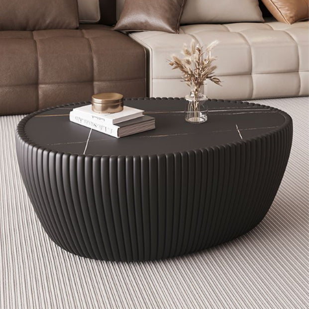 Nordic Stone PU Leather Wood Pebble Coffee Table
