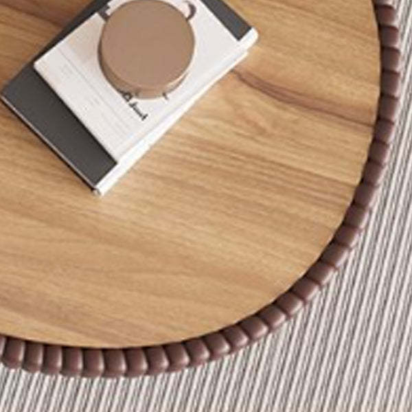 Nordic Stone PU Leather Wood Pebble Coffee Table — Orange