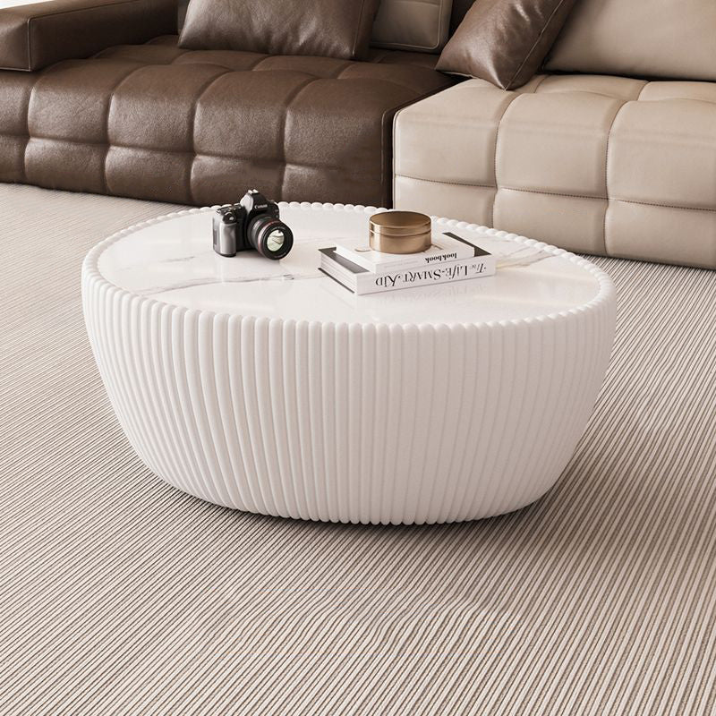 Nordic Stone PU Leather Wood Pebble Coffee Table