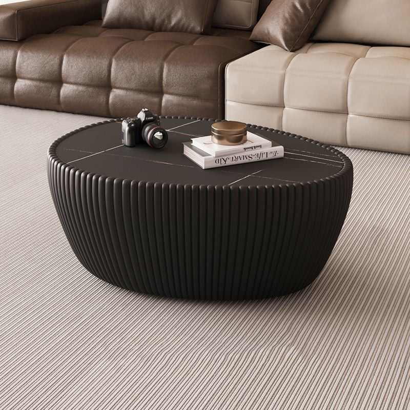 Nordic Stone PU Leather Wood Pebble Coffee Table