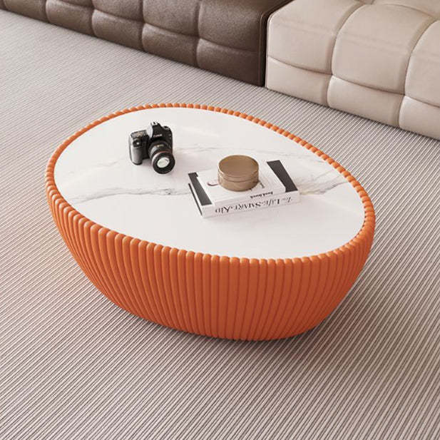 Nordic Stone PU Leather Wood Pebble Coffee Table
