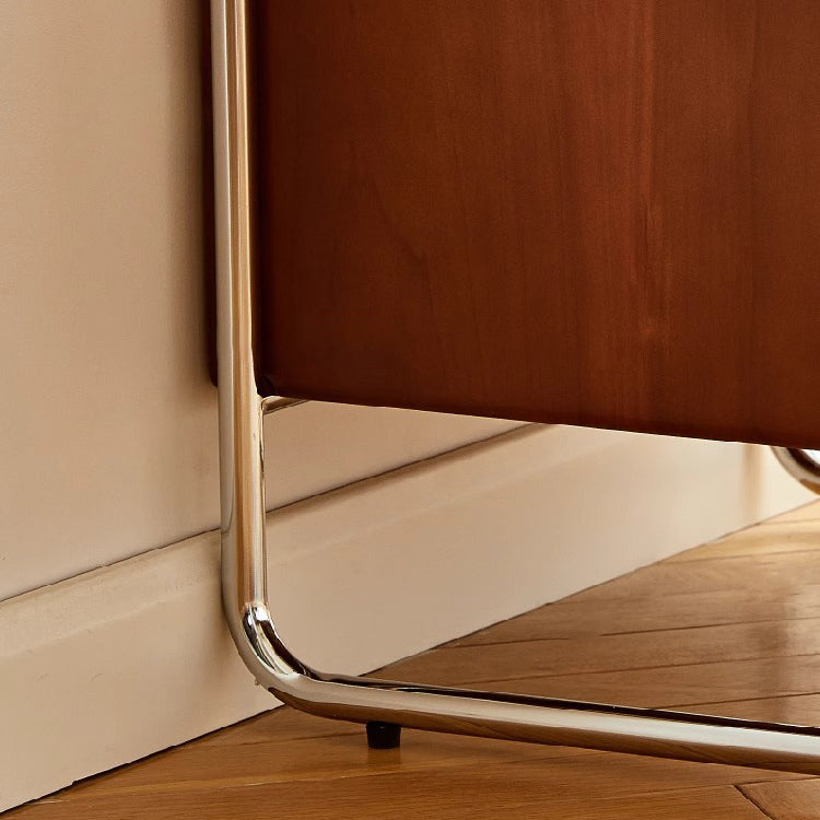 Contemporary Pine Steel Curved Nightstand