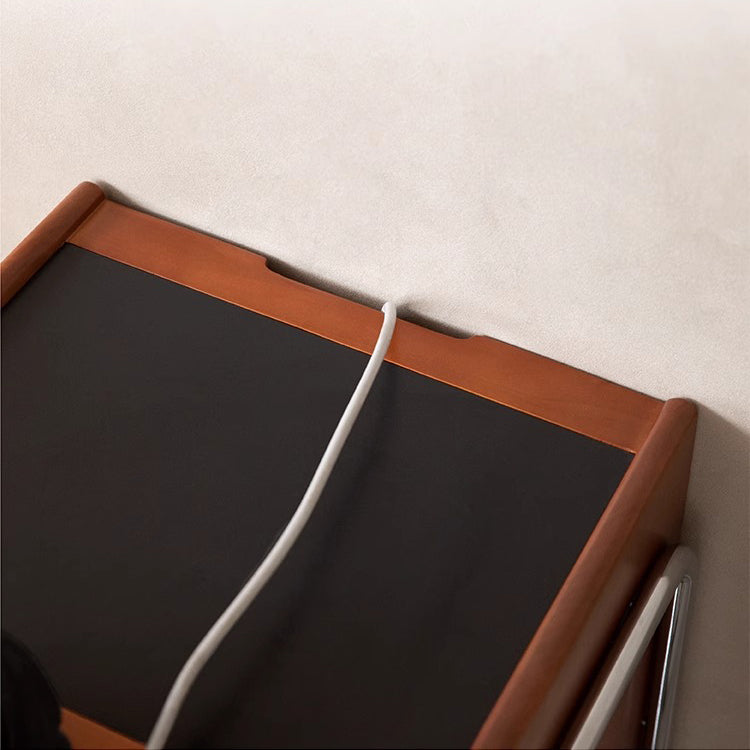 Contemporary Pine Steel Curved Nightstand