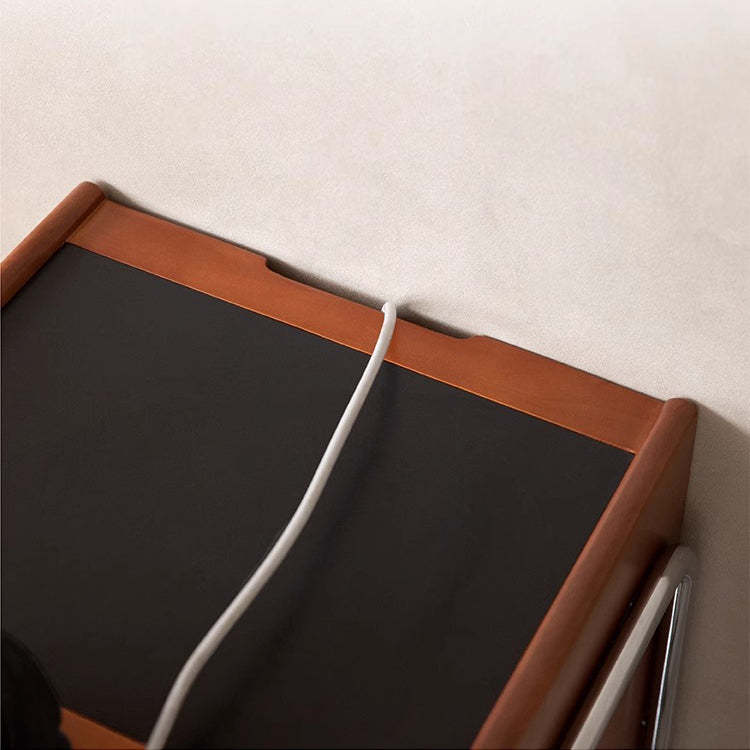 Contemporary Pine Steel Curved Nightstand