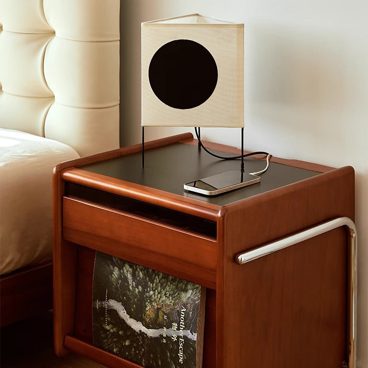 Contemporary Pine Steel Curved Nightstand