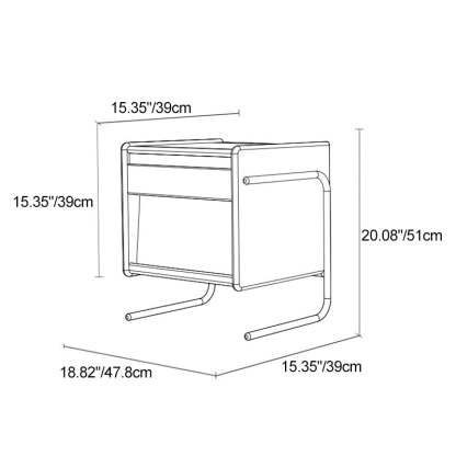 Contemporary Pine Steel Curved Nightstand