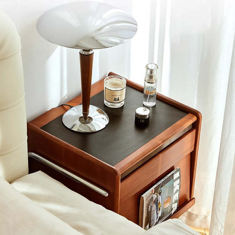 Contemporary Pine Steel Curved Nightstand