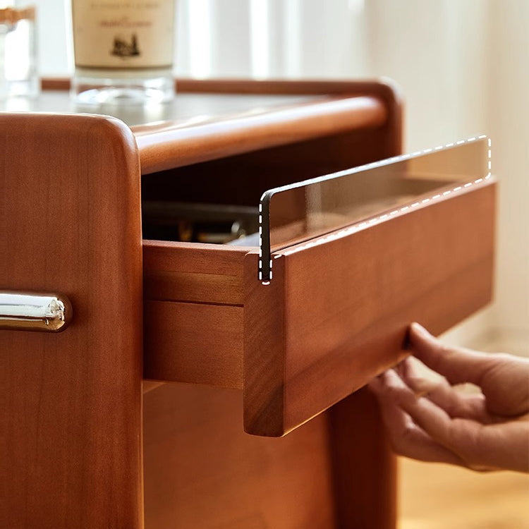 Contemporary Pine Steel Curved Nightstand