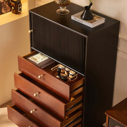 Vintage Wood 4-Drawer Storage Cabinet