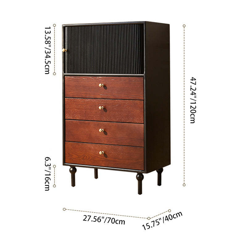 Vintage Wood 4-Drawer Storage Cabinet