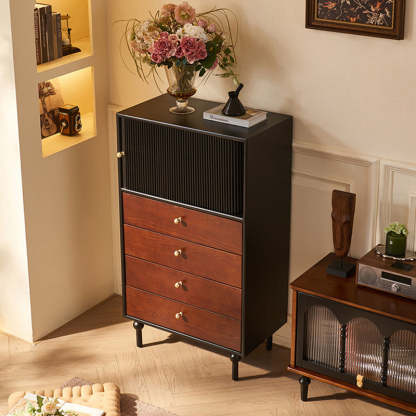 Vintage Wood 4-Drawer Storage Cabinet